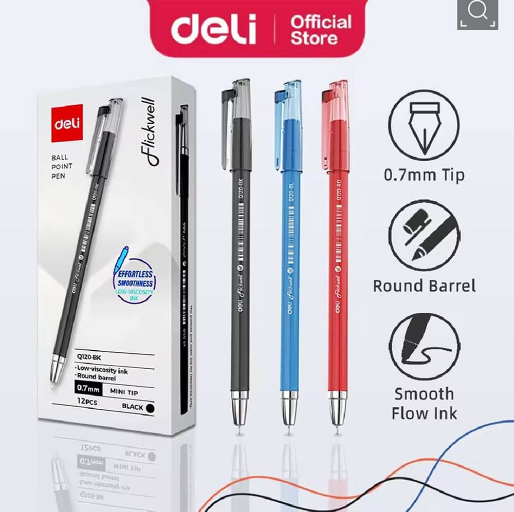 Գնդիկավոր գրիչ Deli 0.7 կապույտ EQ120-BL 12 հատ