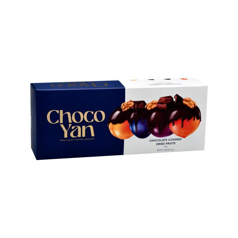 Chocolate candy "Choco Yan" assorted dried fruits and walnut, glazed