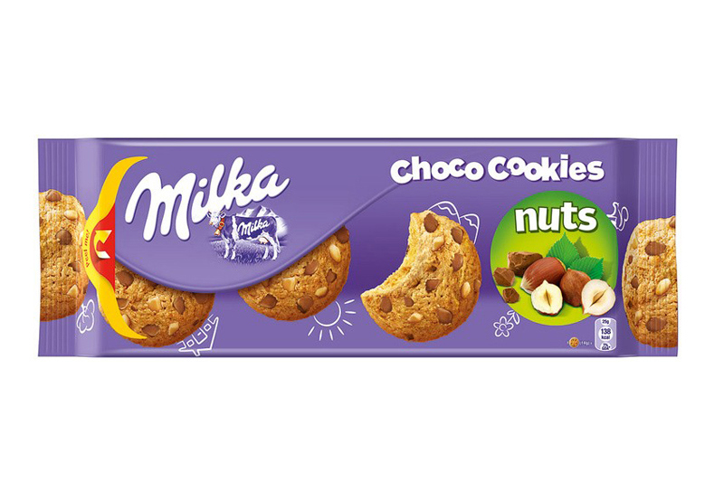 Печенье с кусочками шоколада и фундука "Milka Pieguski" 135г