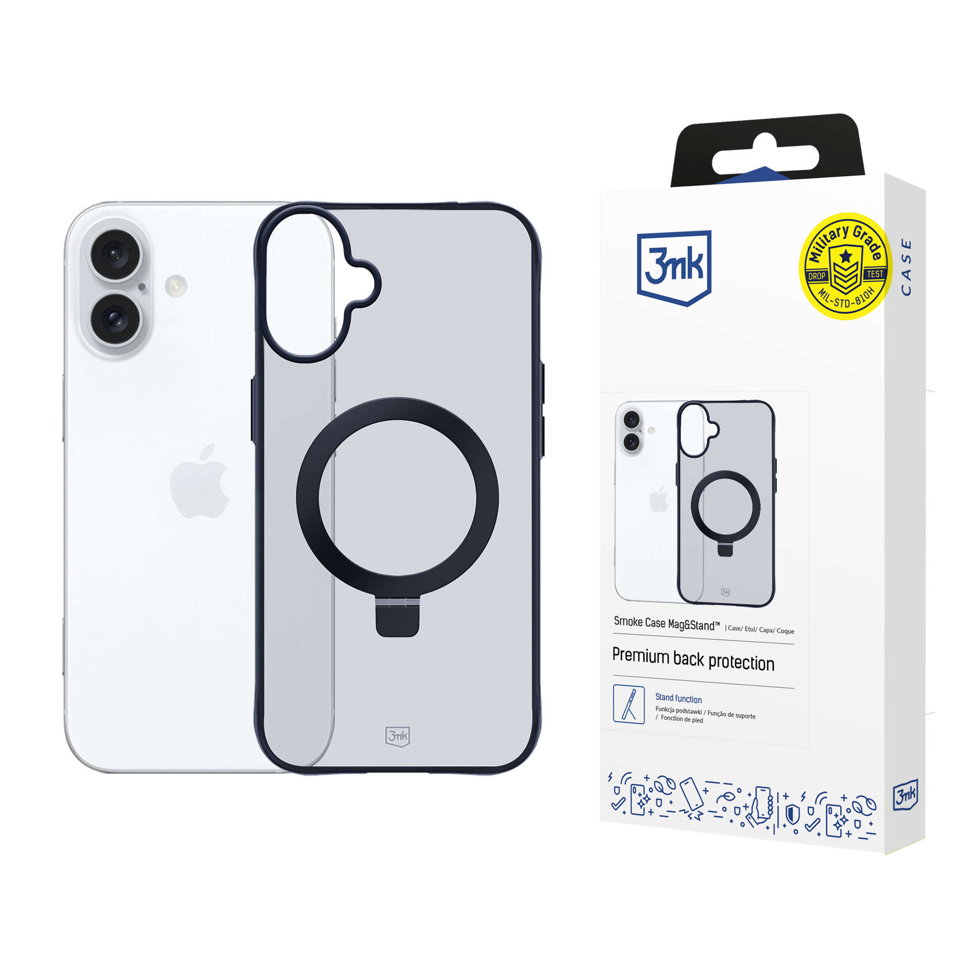 Պատյան Apple iPhone 16 - 3mk SmokeCase Mag&Stand - 7210