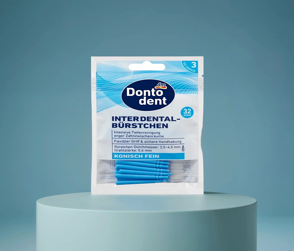 DONTODENT INTERDENTAL BRUSHES BLUE CONICAL FINE 0.6MM ISO 3, 32PCS