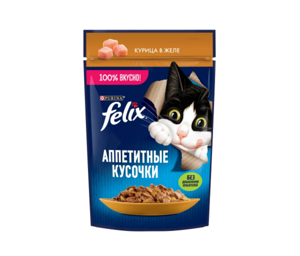 Կատվի խոնավ կեր ժելե Felix Հավի մսով 75գ