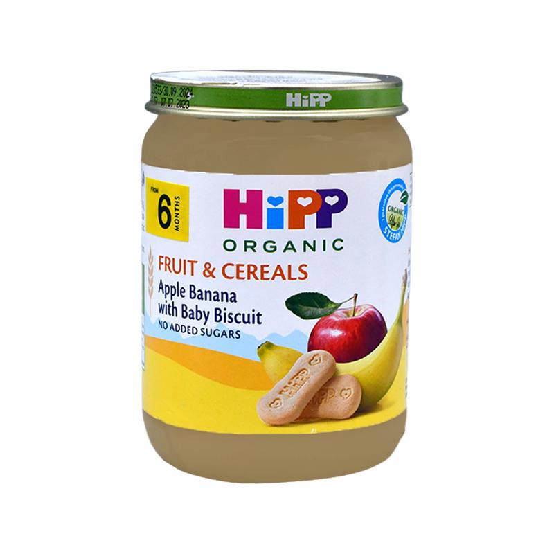 Puree "Hipp" cereals-apple-banana-biscuit, sugar free 6m 190g