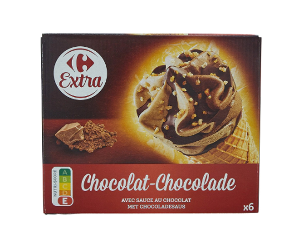 Ice Cream Cone Chocolate Carrefour Extra X6 408g