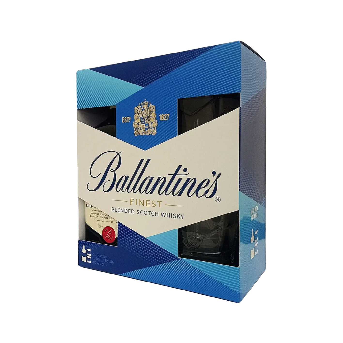 Виски Ballantine's Finest (кор) 0.7л+2ст