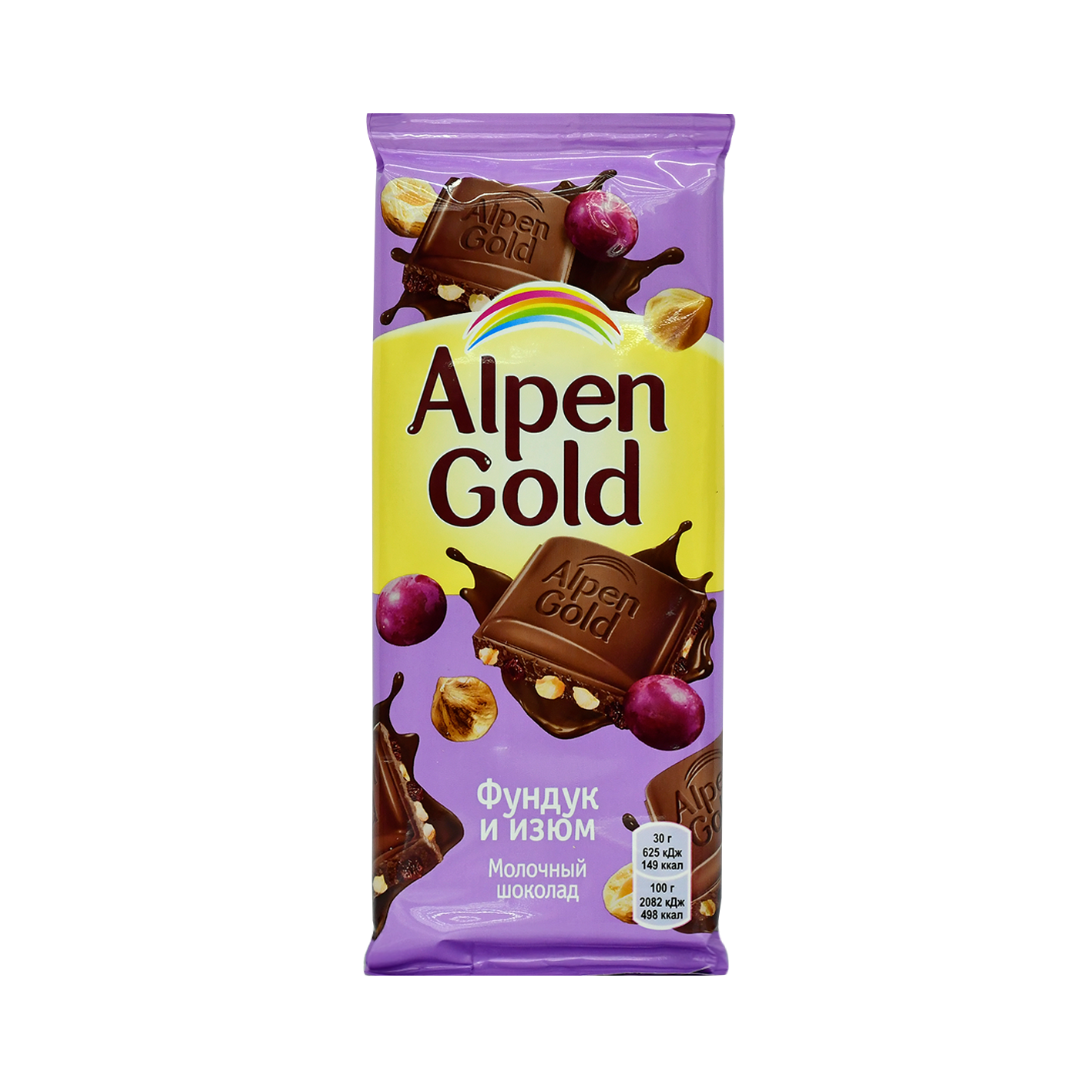 Chocolate bar "Alpen Gold" milk chocolate, hazelnut and raisins 80g