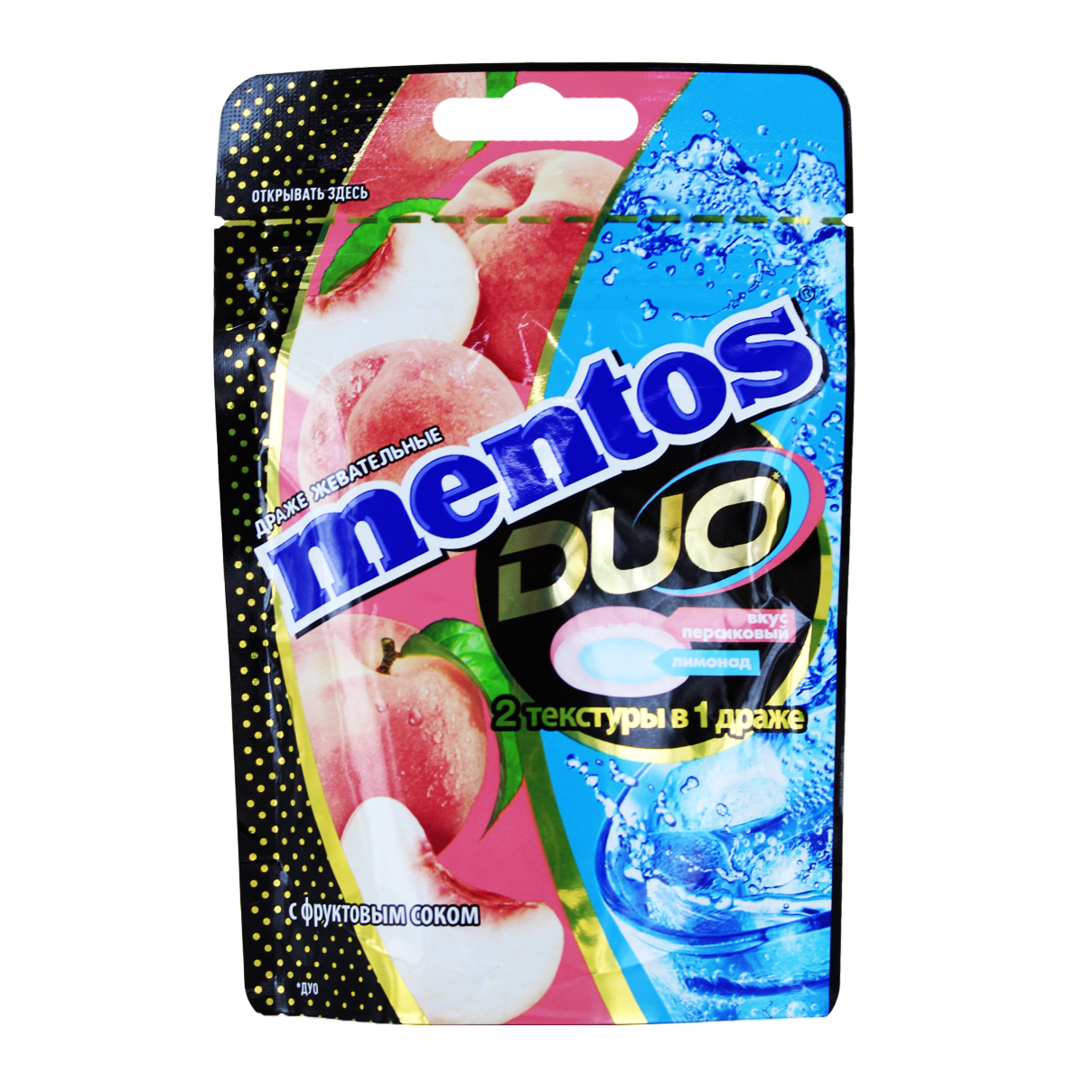 Peach dragee "Mentos DUO" 45g
