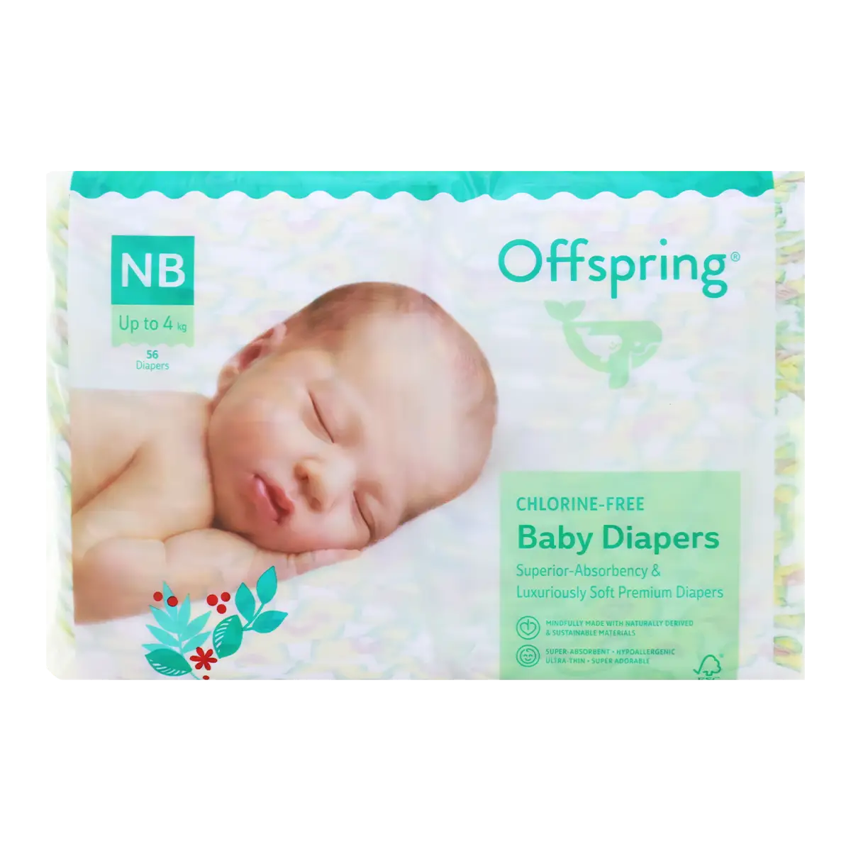 Diapers "Offspring NB" up to 4kg, 56 pcs
