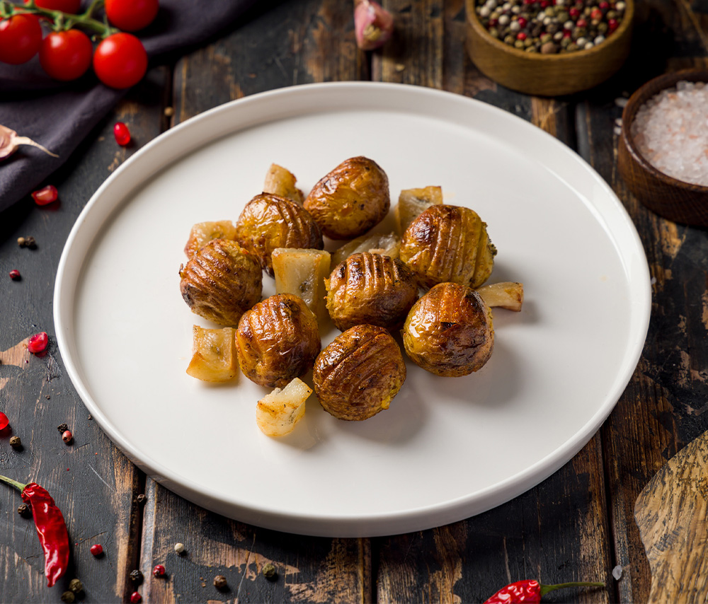 Grilled potato with fat tail