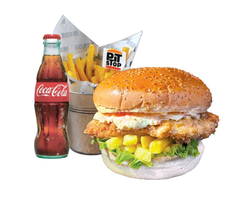 Հավի ֆիլեով և պանրով բուրգեր կոմբո