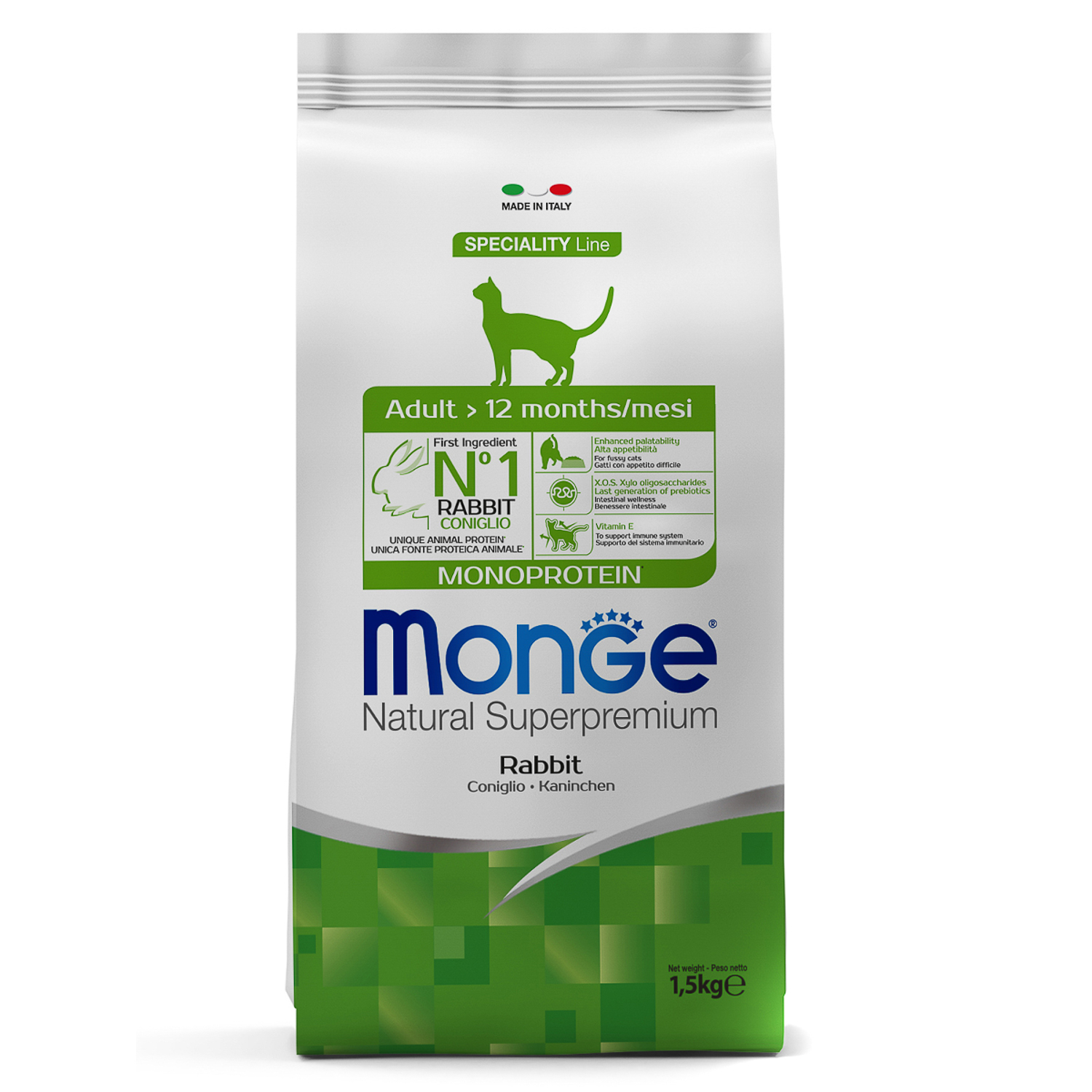 Monge Adult Dry rabbit food for cats, 1 kg