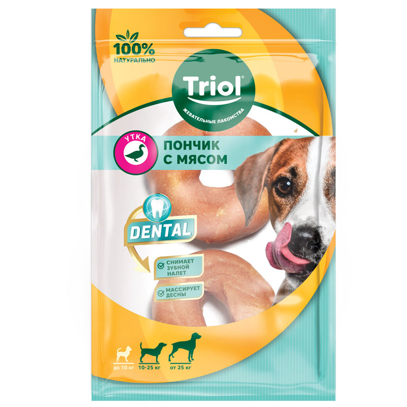 Triol DENTAL Chewy donut treat with duck meat, 7.5 cm, (2 pcs per pack)