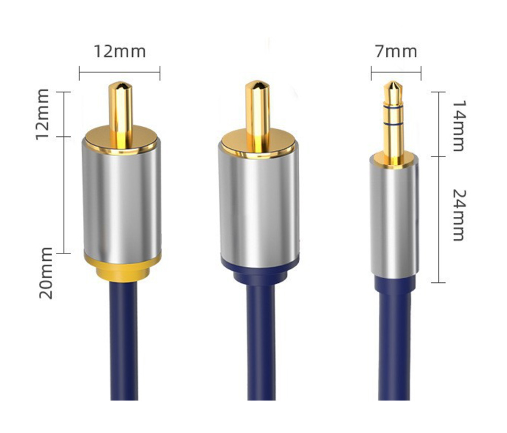 RCA Cable 3.5mm Jack to 2 RCA Aux Audio 5մ