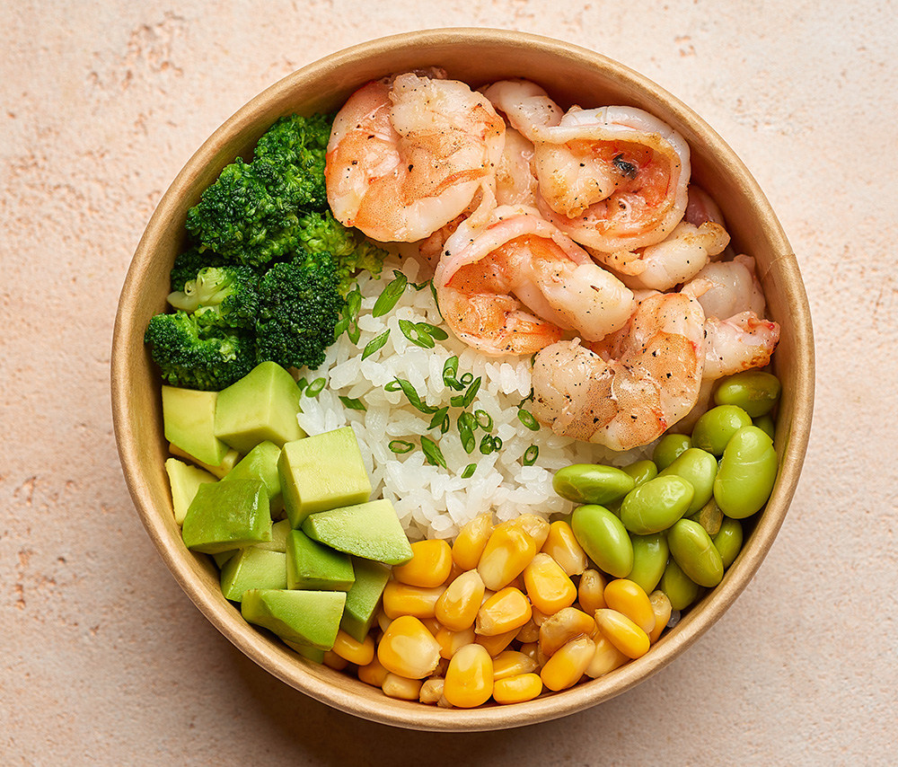 Poke with shrimps