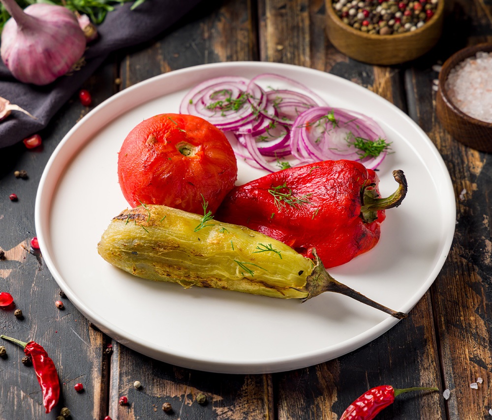 Whole grilled vegetables