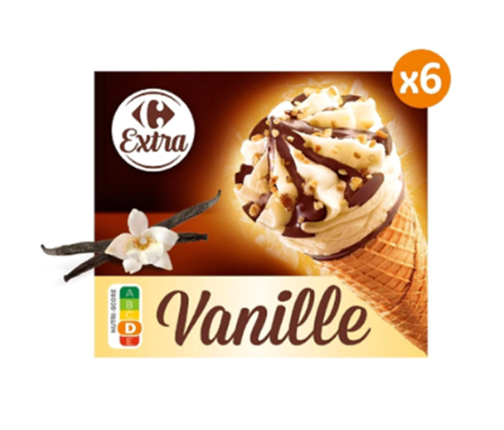 Carrefour Extra Ice Cream Cone Vanilla X6 409g