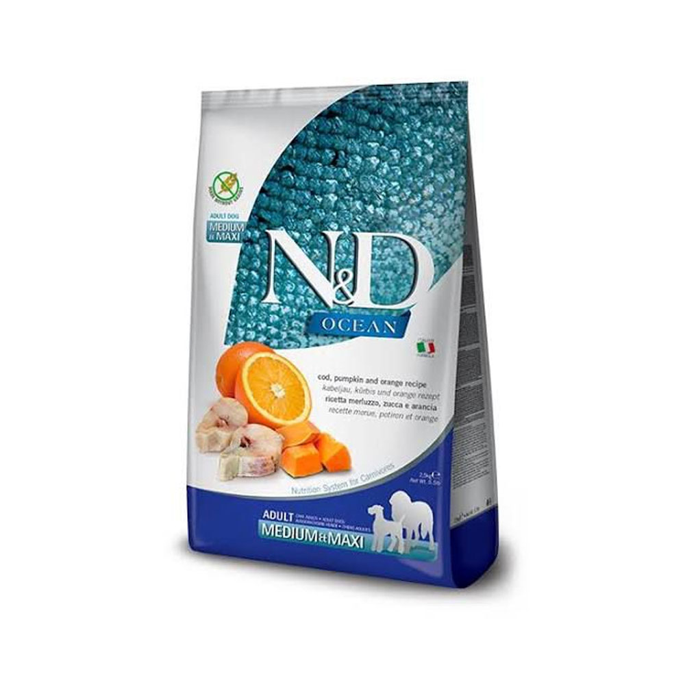 Dry Food For Dogs Farmina Medium&Maxi Adult codfish & orange 1kg