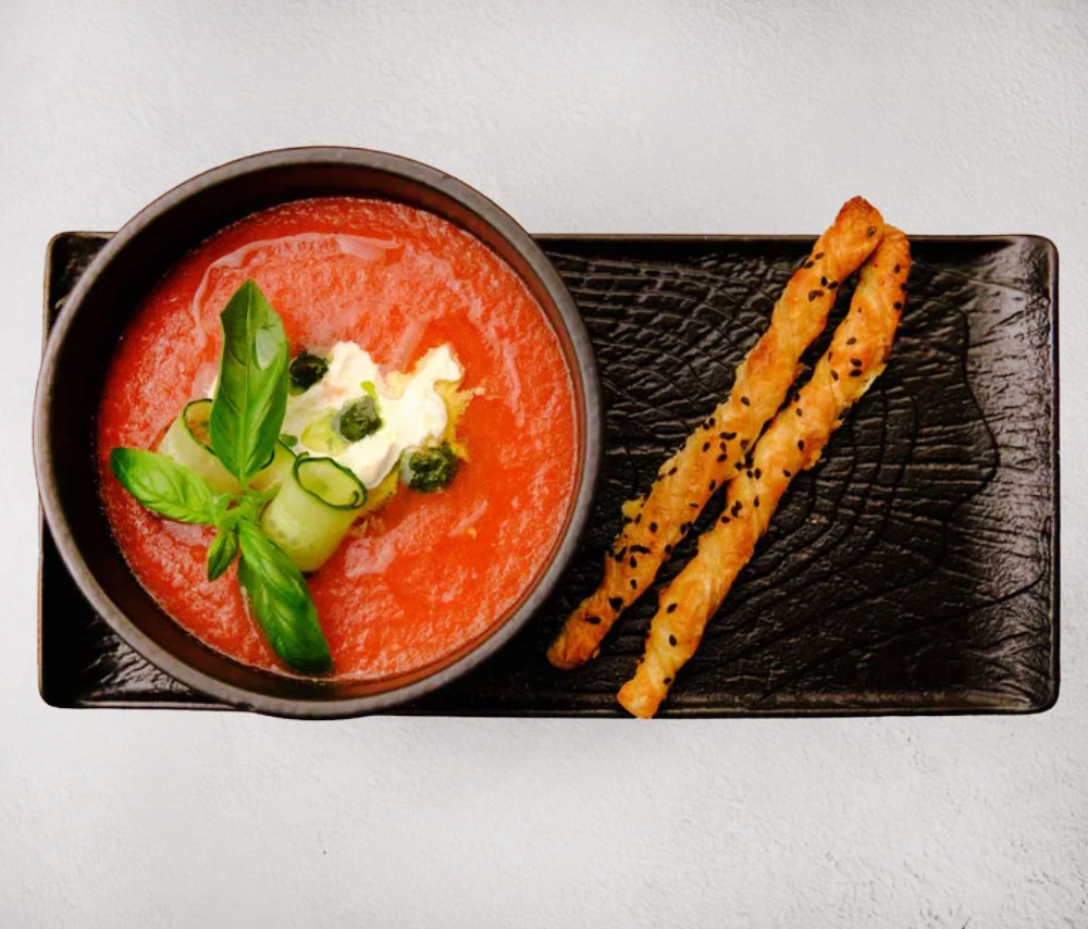 Gazpacho with stracciatella