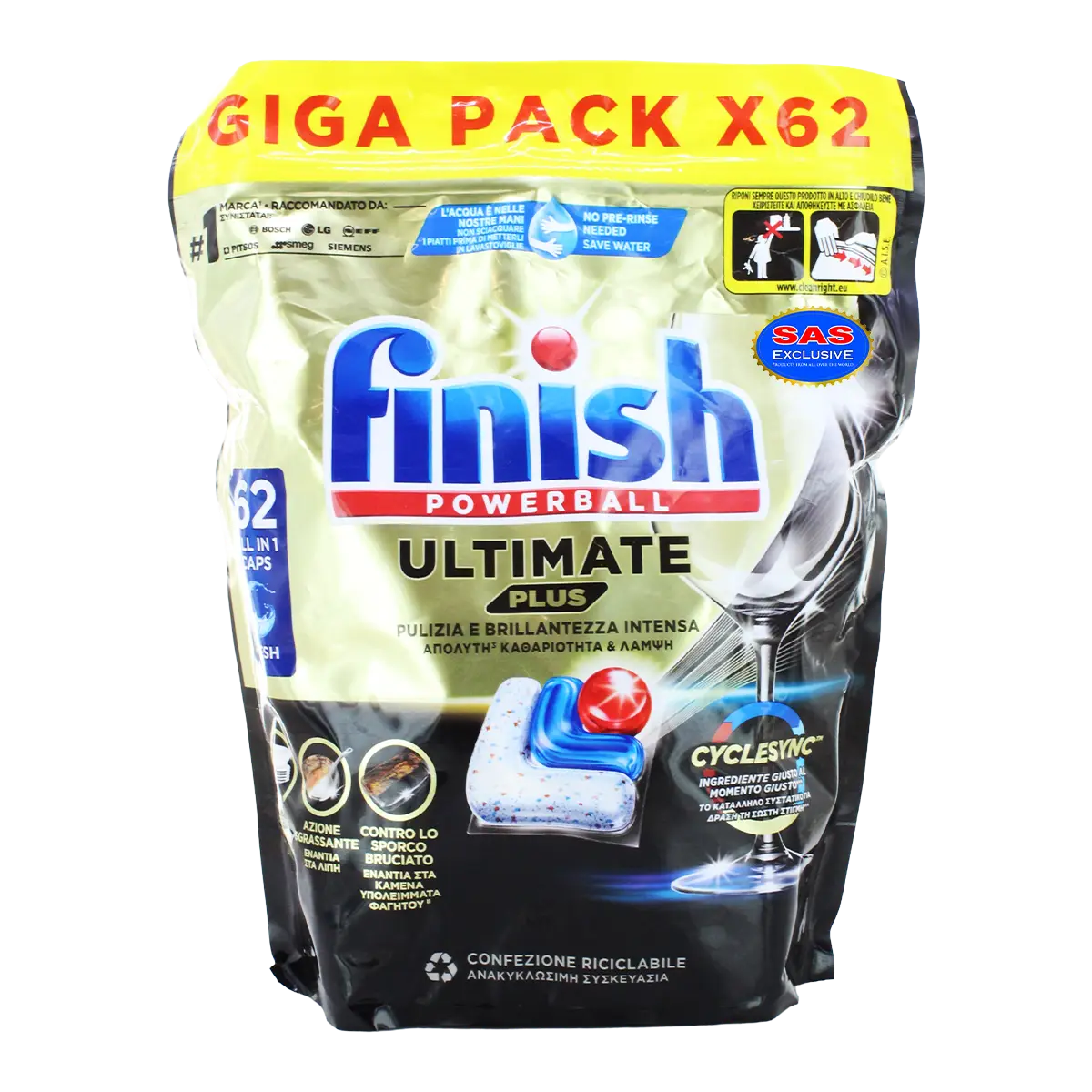 Capsules for dishwasher use "Calgonit Finish Powerball Ultimate Plus" 62 pcs
