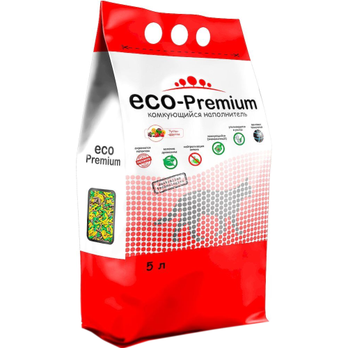 Eco-Premium Tutti-frutti Փայտի կույտ կատվի աղբի համար, 1,9 կգ (5 լ)