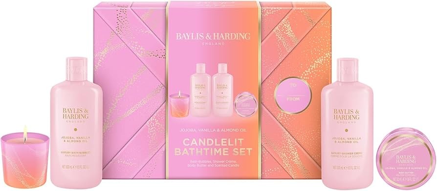 Baylis & Harding Jojoba, Vanilla & Almond Oil Gift Wrapped Candlelit Gift Set Baylis & Harding
