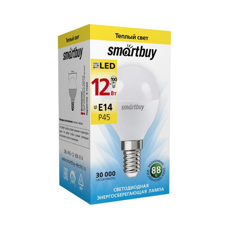Bulb "Smartbuy" LED 12W P45 Е14 3000K warm light