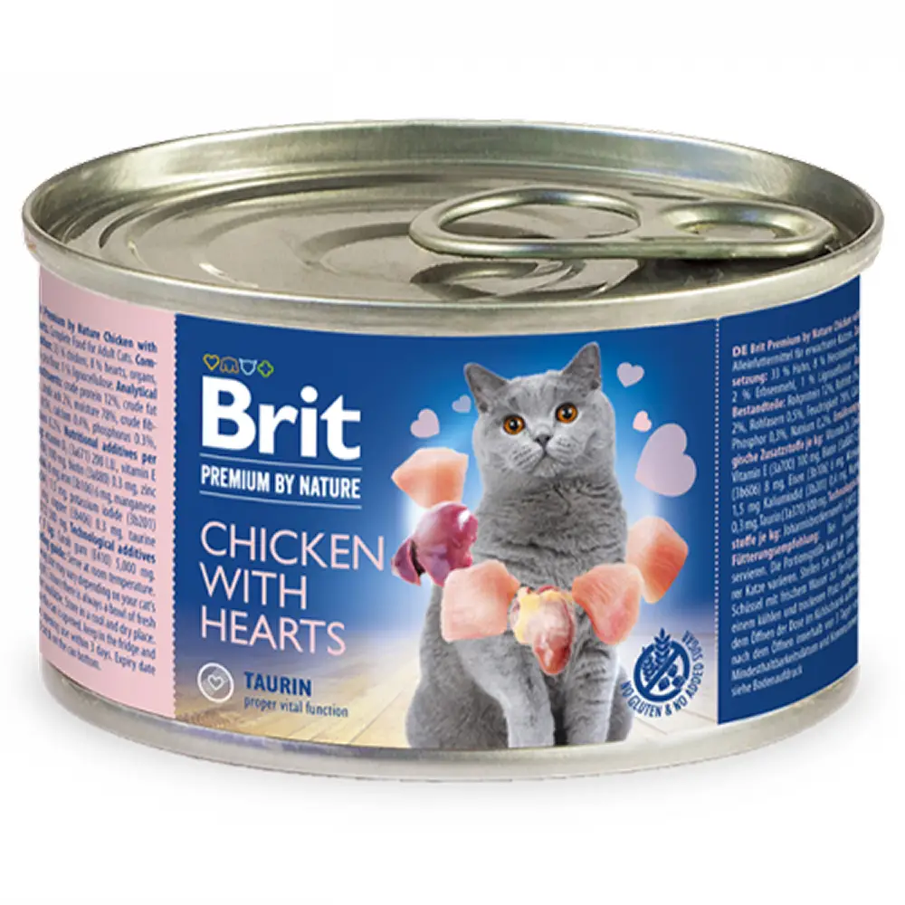 Brit կատվի պաշտետ / Brit pate Chicken with Hearts 200g 