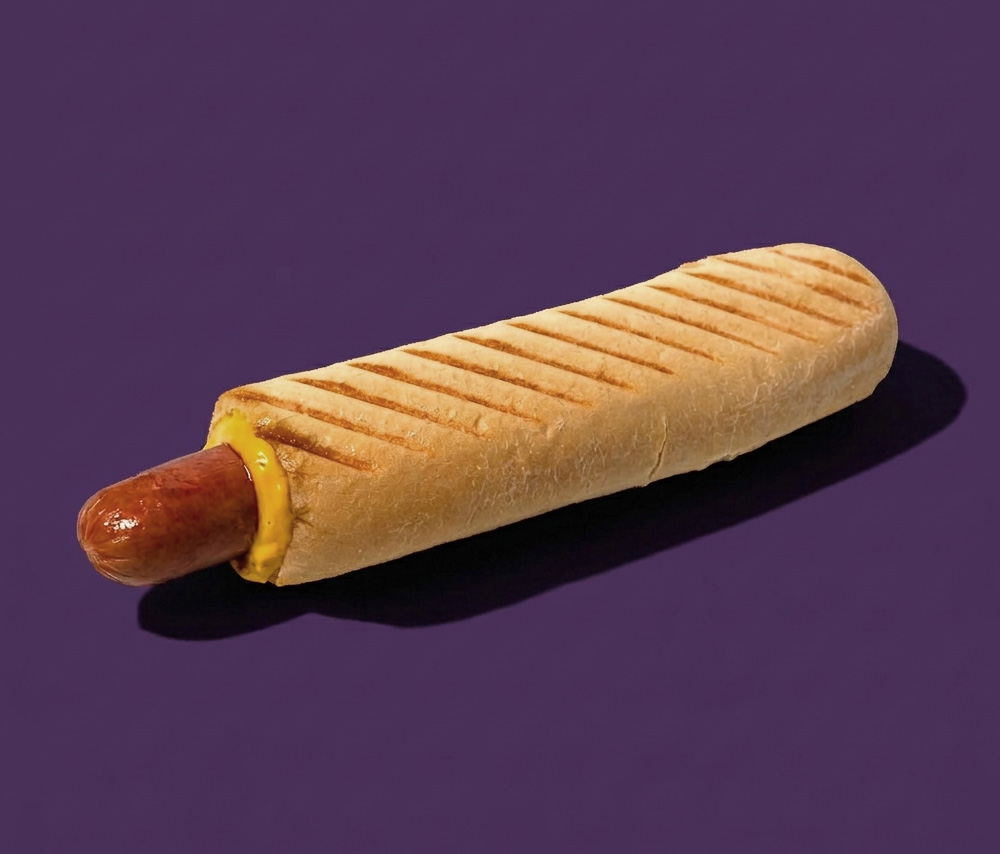 French hot dog with chicken sausage