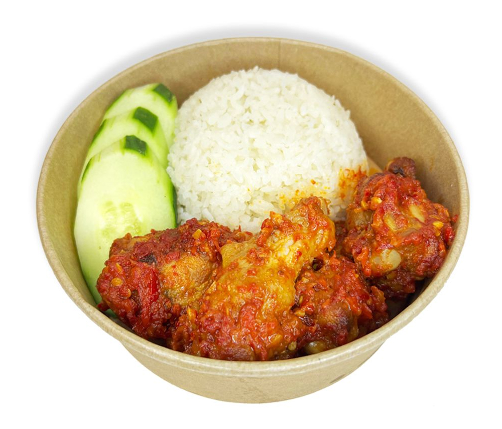 Nasi Ayam Balado,  Chicken wings served with rice