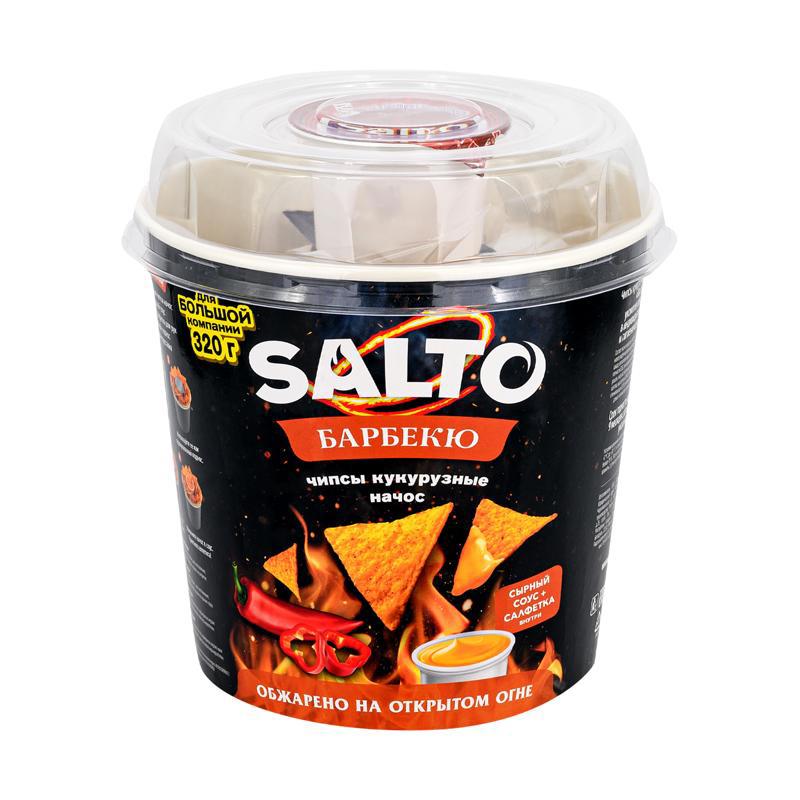 Чипсы Salto барб.начос 220г+сыр.соус100г
