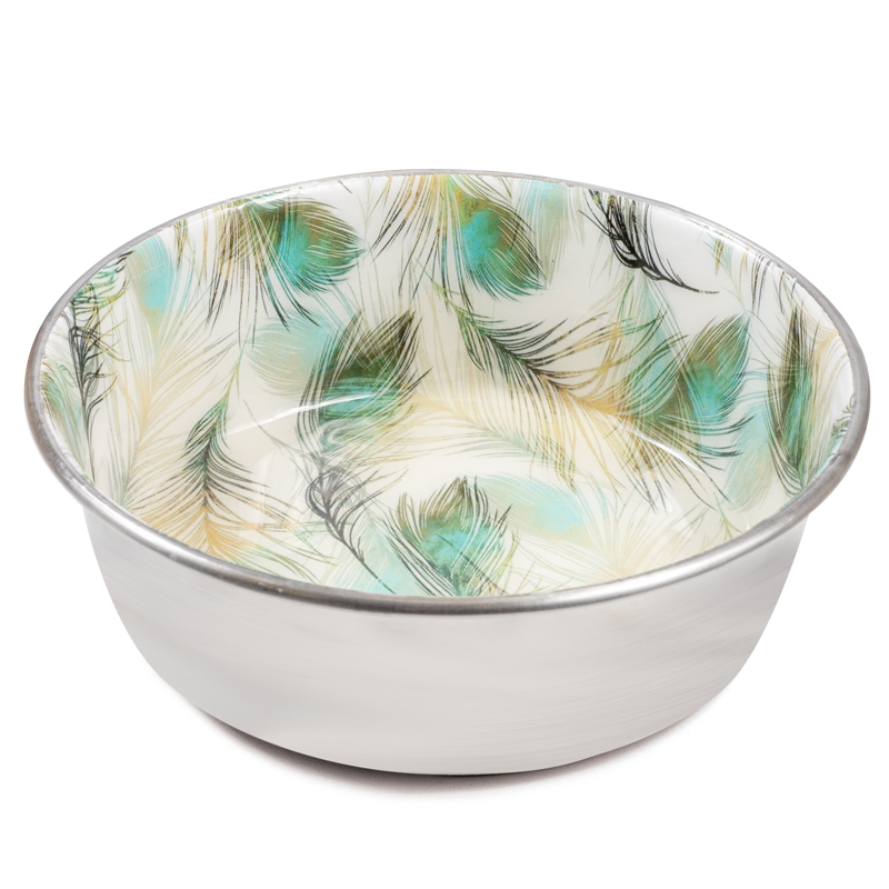 Triol Миска металлическая на резинке "Перышки", 0.32 л