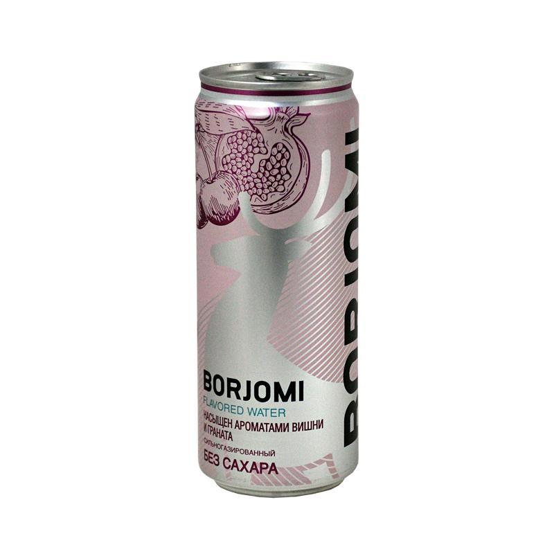 Mineral water "Borjomi" cherry and pomegranate, sugar free (can) 0.33l