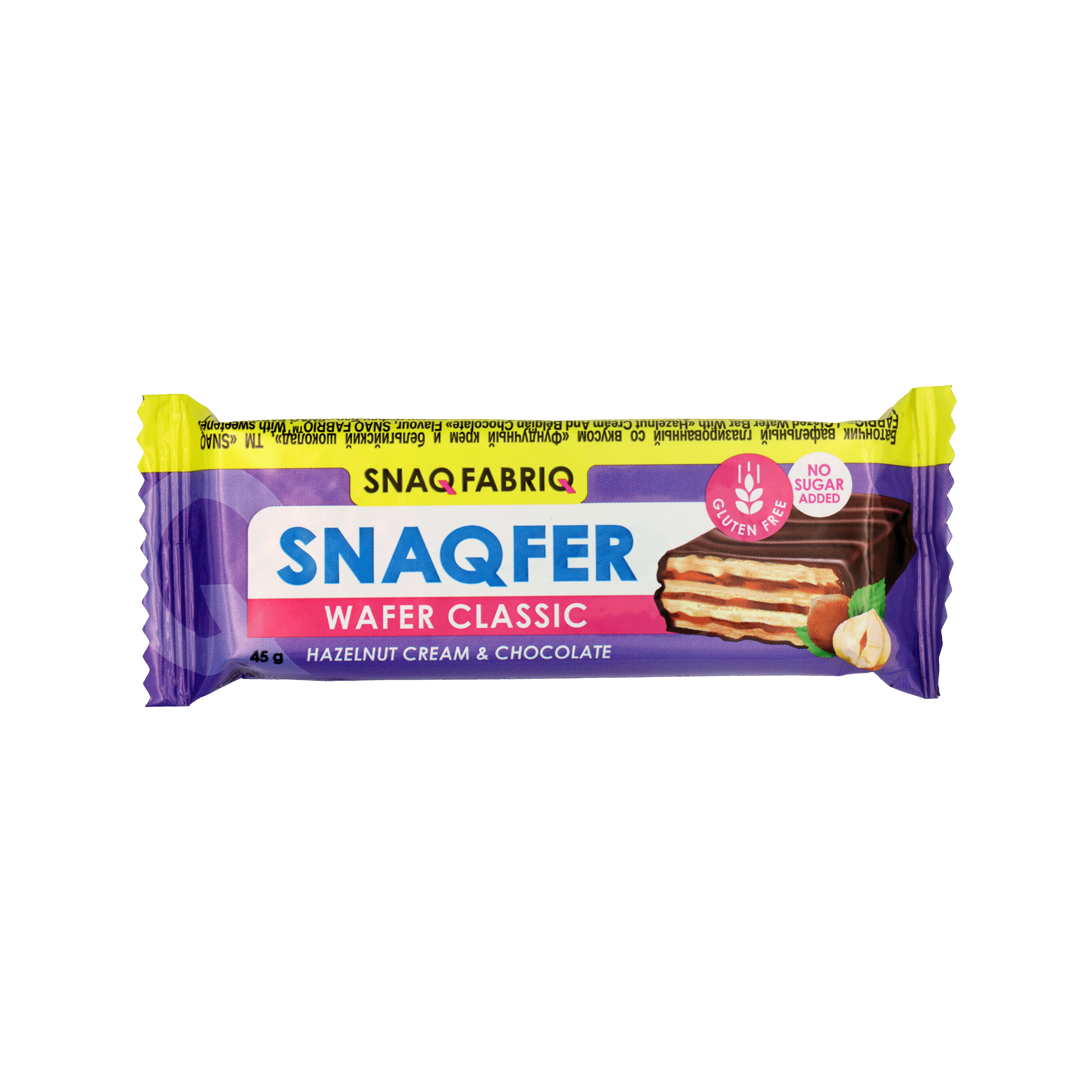 Wafer "Snaq Fabriq" Snaqer, hazelnut cream and chocolate, sugar and