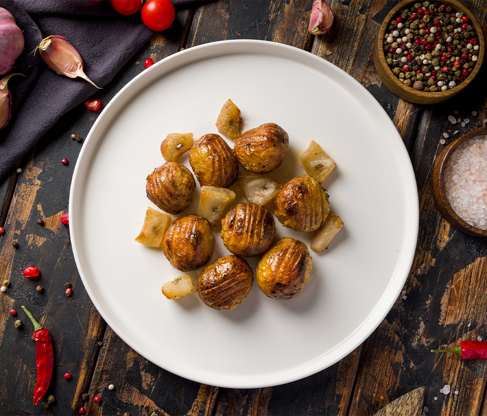 Grilled potato with fat