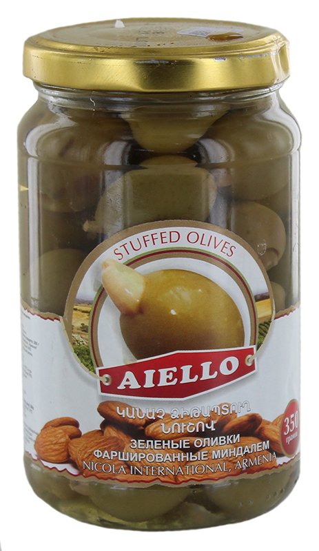 Оливки зеленые с миндалем "Aiello" 350г