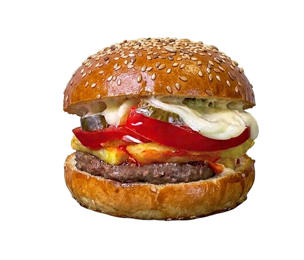 Sujuk burger with cheese and egg