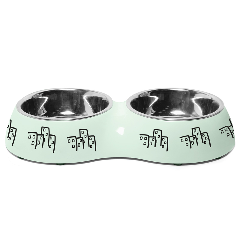 Triol Миска Город металлическая двойная на пластиковой подставке, 2 x 0.22 л