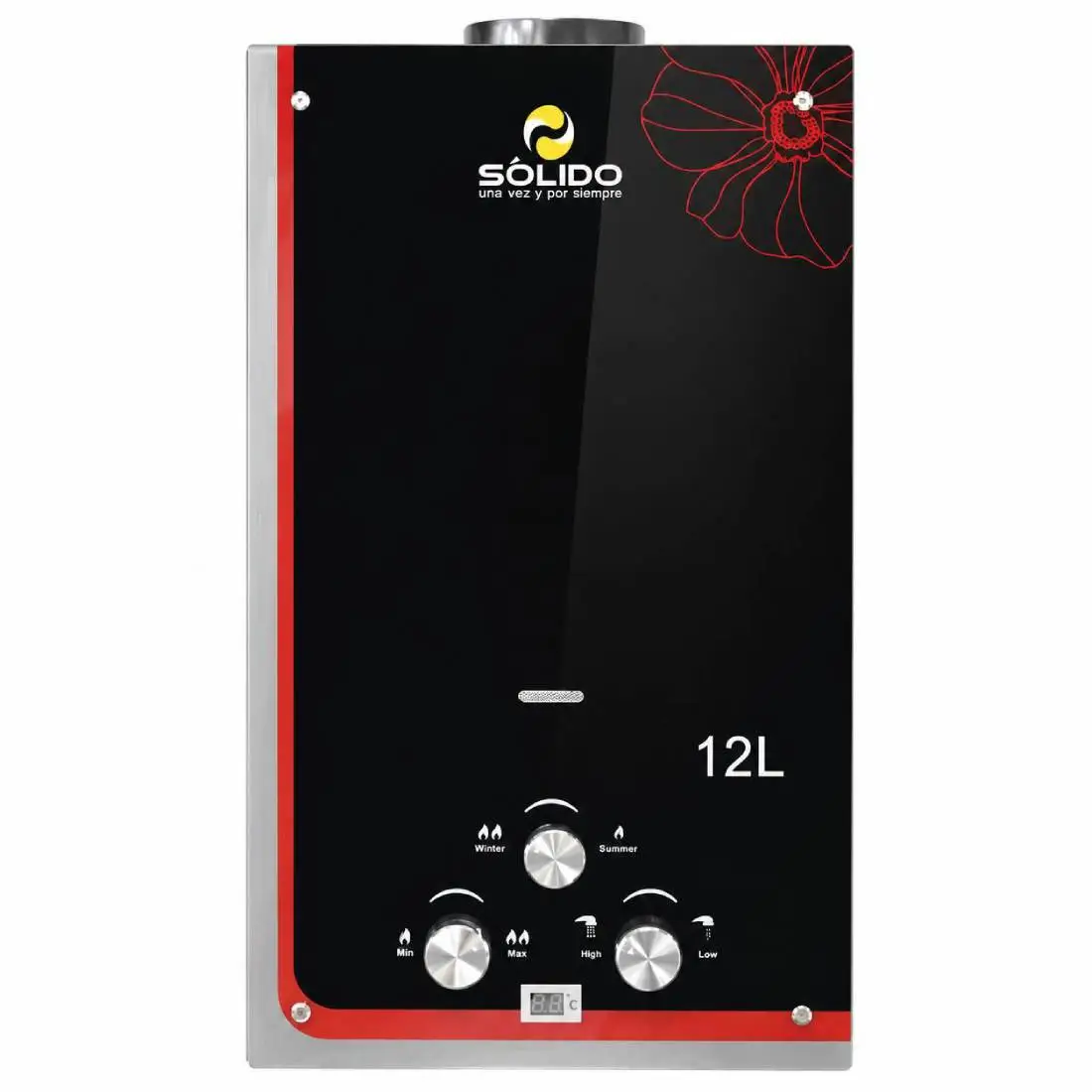 Գազային ջրատաքացուցիչ SOLIDO JSD-H17 (1550) 12L Black Glass