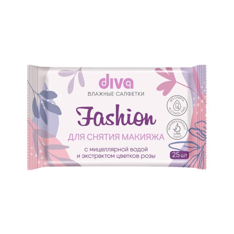 Салфетки влаж. Diva д/сн.мак. роза 25шт