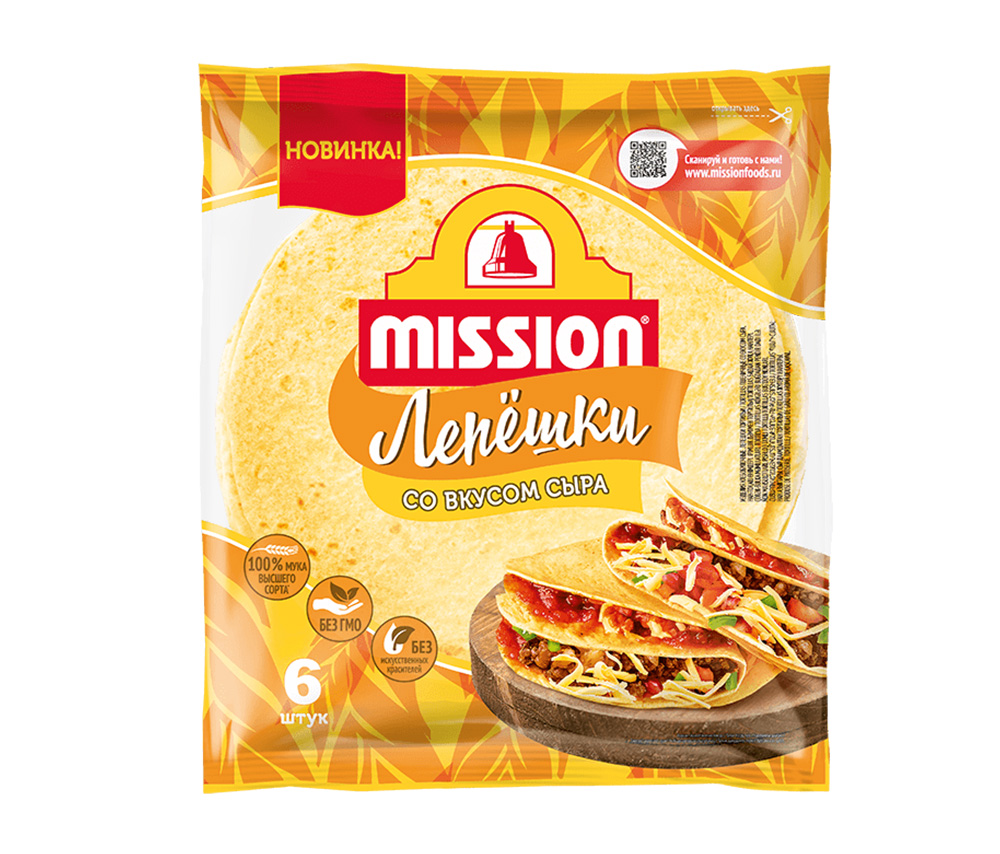 Тортильи Mission Сырные 20см 6 шт․