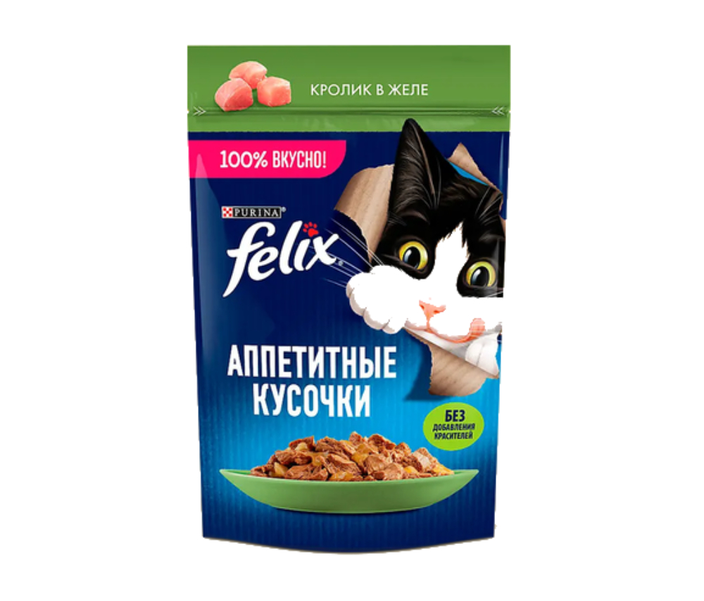 Կատվի խոնավ կեր ժելե Felix Նապաստակի մսով 75գ