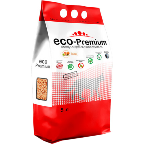 Eco-Premium Peach Wood-ի կույտային աղբ կատուների աղբի համար, 1,9 կգ (5 լ)