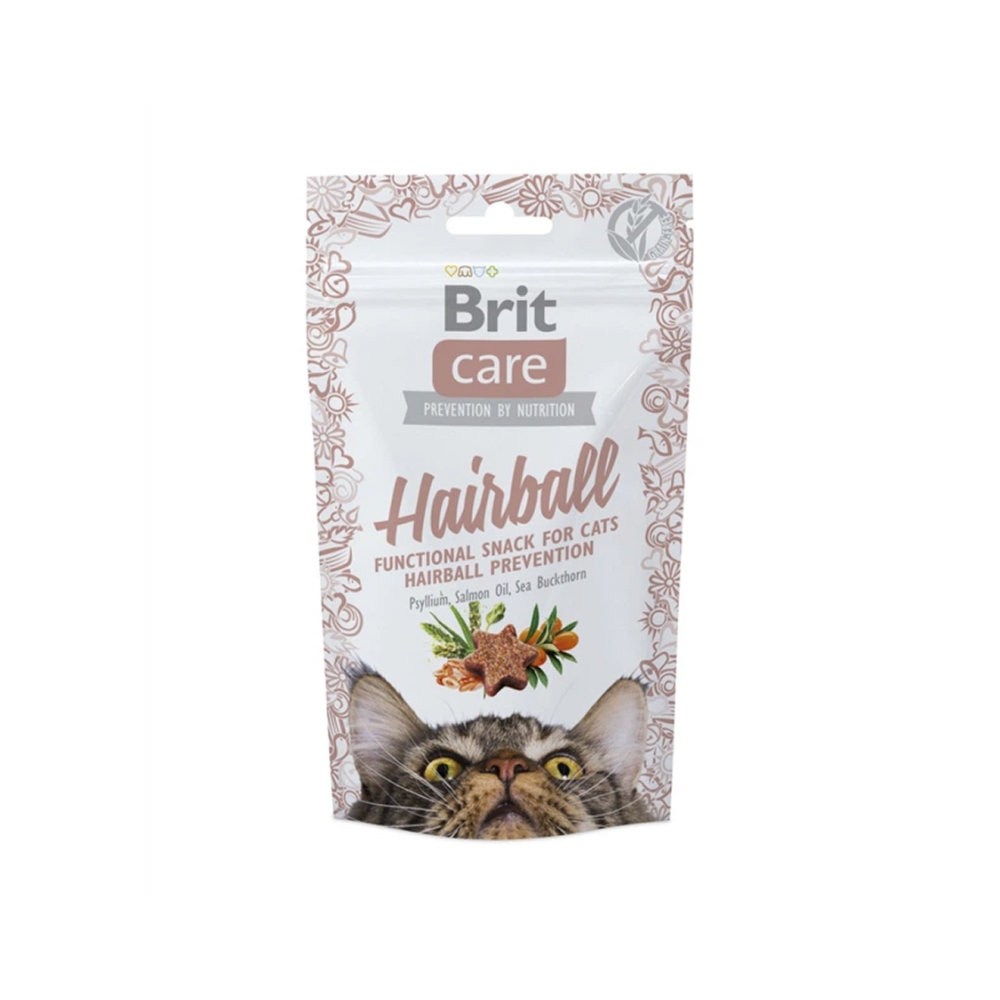 Brit Care Hairball բադի համար նախատեսված քաղցրավենիք կատուների համար, 50 գ։