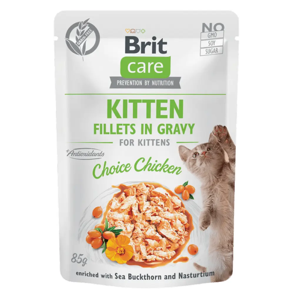 Brit հավով սոուս ձագերի / Brit care kitten, chicken in gravy 85g