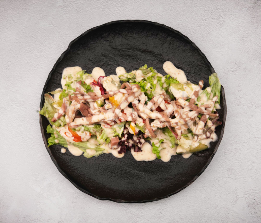 Salad with beef tongue