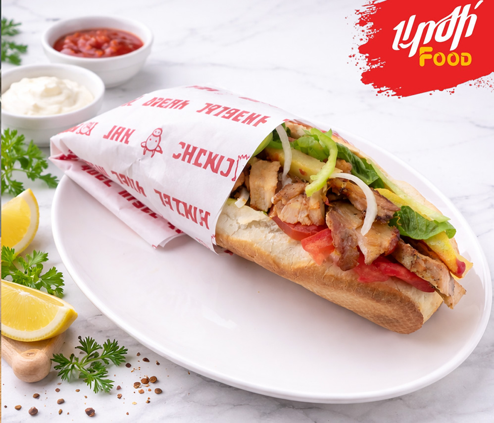 Chicken shawarma in bread