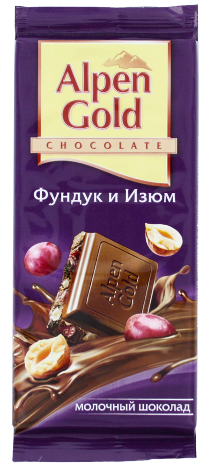  Chocolate bar with hazelnut & raisin ''Alpen Gold'' 90g 