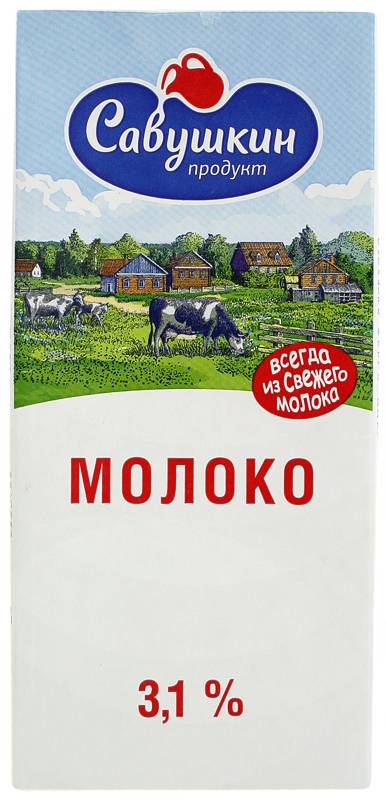 Milk "Savushkin" 1l, richness: 3.1%