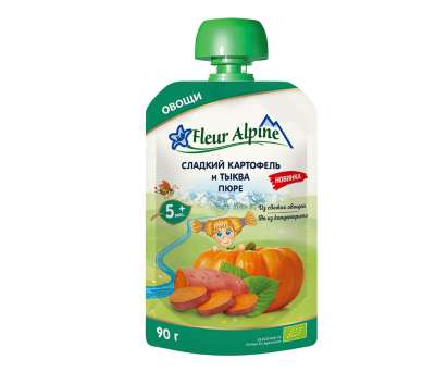 Մանկական խյուս «Fleur Alpine» Քաղցր կարտոֆիլ և դդում, 5 ամսականից