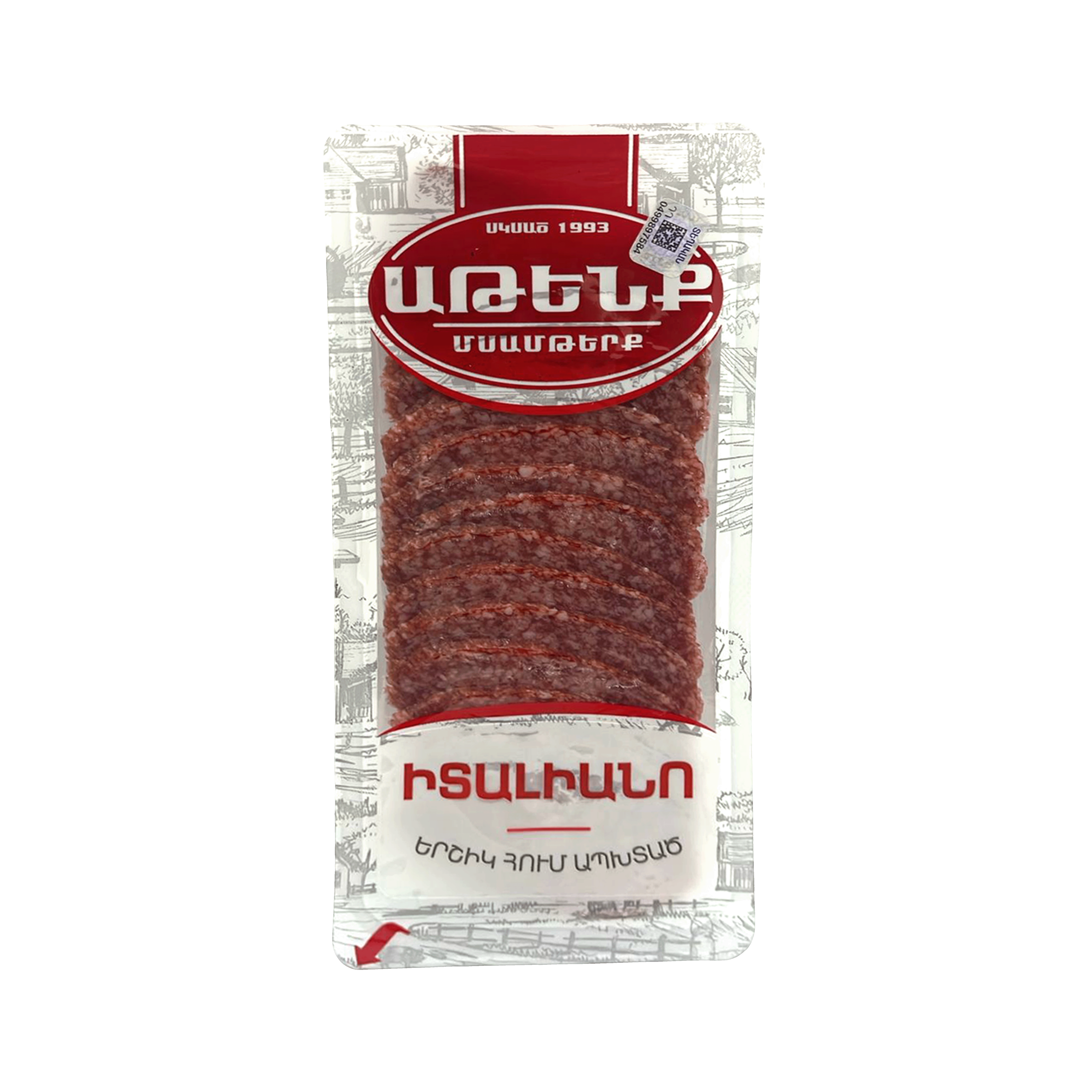 Raw-smoked sausage Italiano "Atenk" sliced 90g